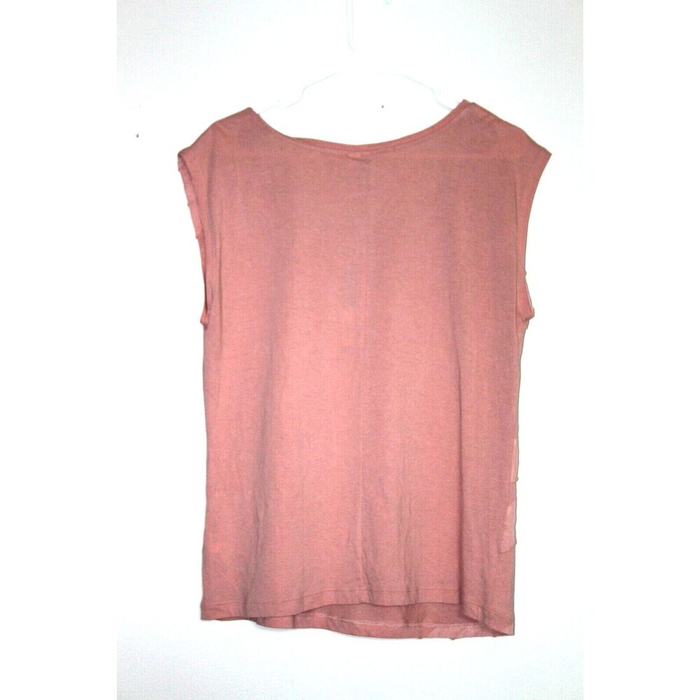 Lauren Conrad Womens Diagonal Chiffon Ruffled Stripes Cafe Creme Knit Tee XL New - Picture 2 of 7